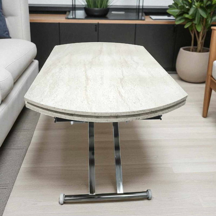 Hanah Home Mesa de Comedor Extensible Yan Yari Oval - Travertino, Cromo